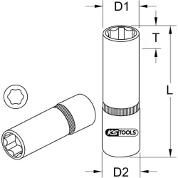 Douille longue 6 pans 1/4  Ultimate Kstools finition satinée