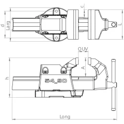 Etau réglable Dolex en acier Série 50 base tournante