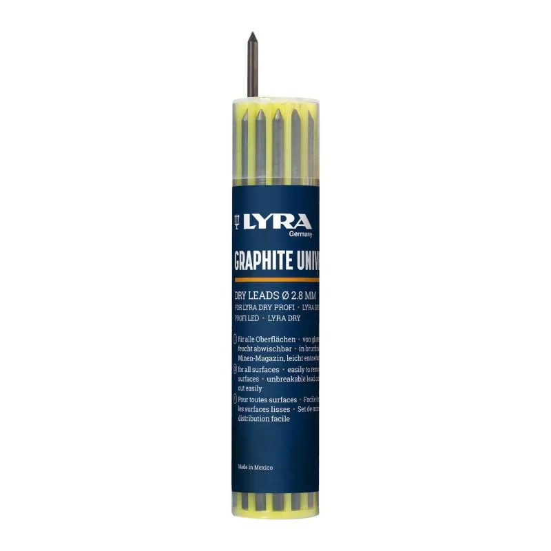 Mine pour porte mine télescopique Lyra Dry étui de 12 mines dureté 2B couleur graphite