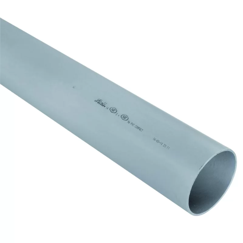 Tube PVC gris pour évacuation épaisseur 3mm Longueur 2m