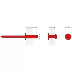 RIVET Acier tige acier Tête plate serrage de  8.0 A 10.0 MM D 4.8 X 14 mm (250p)