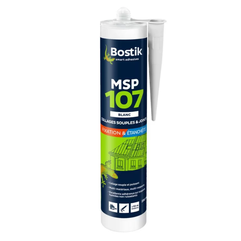 Mastic colle d'étanchéité polymère support humide MSP 107 cartouche 290ml