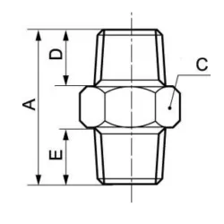 Mamelon double cylindrique mâle laiton