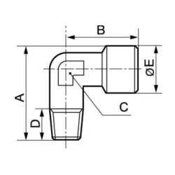 Coude mâle conique - femelle cylindrique A10