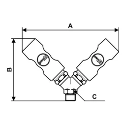 Distributeur fixe à 2 directions taraudé mâle ISI08