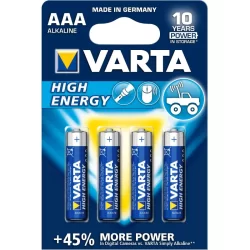 Pile électronique Alcaline - LR03  Varta - High Energy AAA - Longue durée - Lot de 4