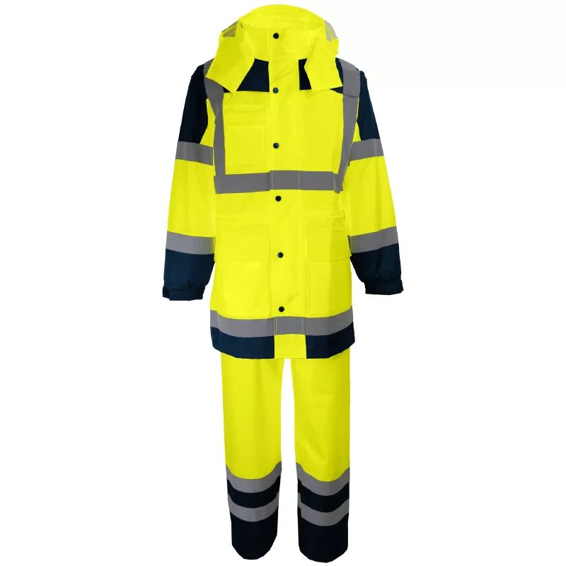 Ensemble de pluie Hi Vi jaune fluo et marine