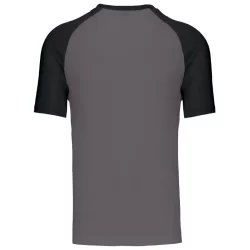 Tee shirt Base Ball KARIBAN col rond manche courte bicolore 100% coton slate grey black