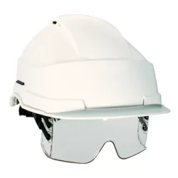 Casque de chantier Iris 2 avec lunettes de protection verre incolore et porte nom Blanc