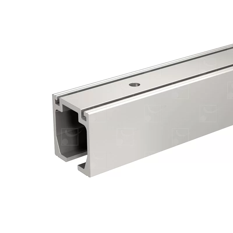 Rail en aluminium anodisé percé pour système Opentec FW75 Section 51.5 x 47.5 mm Longueur de 3 m