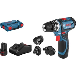 Perceuse-visseuse Bosch GSR 12V-15 FC avec accessoires en L-Boxx avec 2 batteries 2Ah et chageur