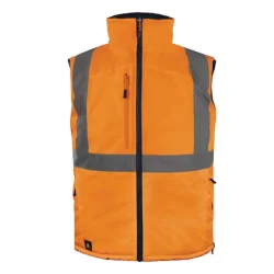 Gilet sans manches résersible orange fluo et bleu navy