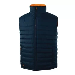 Gilet sans manches résersible orange fluo et bleu navy