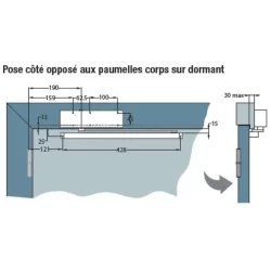 Ferme-porte Groom 3400 avec bras anti-vandalisme finition argent norme EN 1154