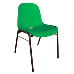 Chaise coque en polypropylène verte pietement noir