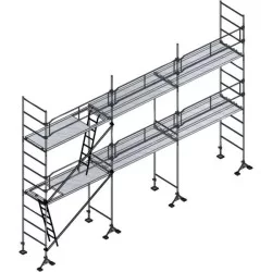 Échaffaudage M49 PRIMO structure avec plancher acier 60m² Longueur 9m Hauteur 4m 300kg/m²