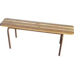 Banc empilable 1600 x 340 x 450 mm - 3 lattes bois - 2 pieds métalliques marron