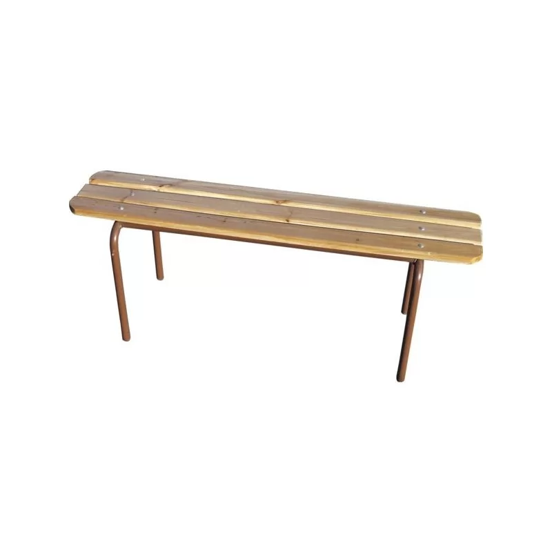 Banc empilable 1600 x 340 x 450 mm - 3 lattes bois - 2 pieds métalliques marron