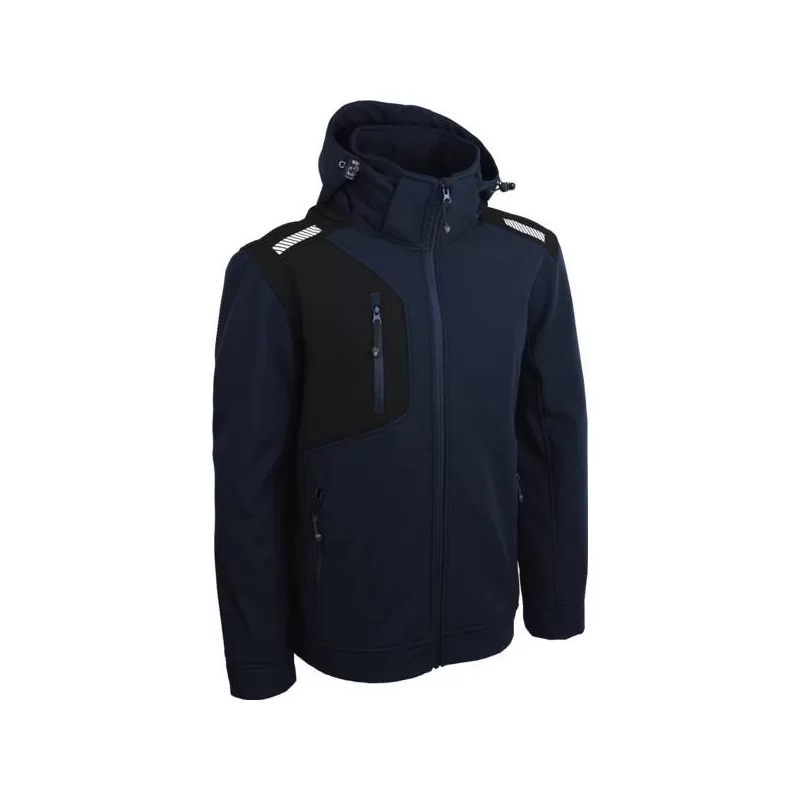 Veste Softshell Vintam noir et bleu marine