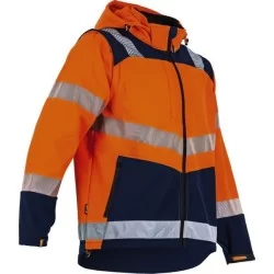 Veste Softshell 2 en 1 Cible orange fluo et marine