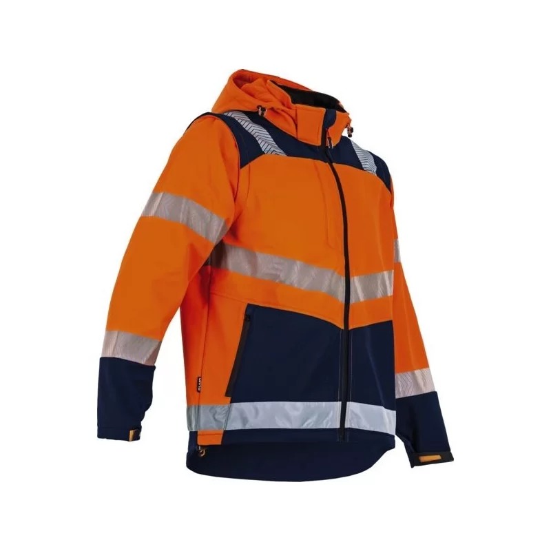 Veste Softshell 2 en 1 Cible orange fluo et marine