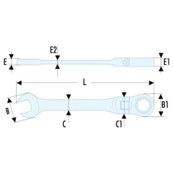 Clé mixte à cliquet Facom articulée métrique 180° largeur 8 mm