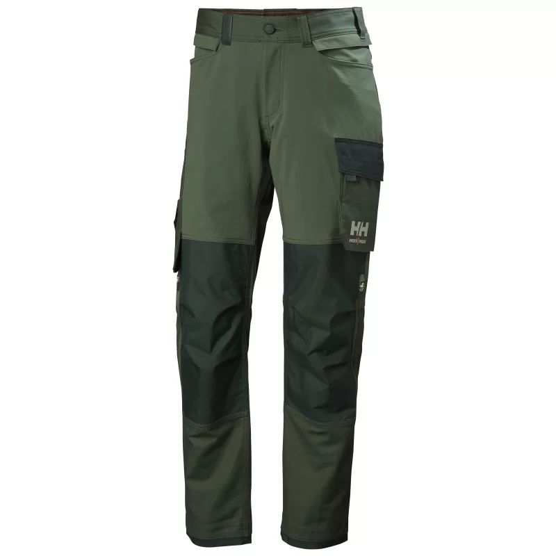 Pantalon oxford 4X Connect Stretch vert avec tissu renfort genoux et bas de jambes