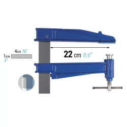 Serre joint à pompe type S tige 40x10 mm saillie 220 mm