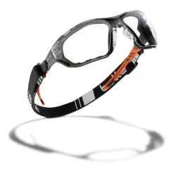 Lunette branche bi-matière oculaire pc incolore durci anti buée platinium mousse et tresse intégré