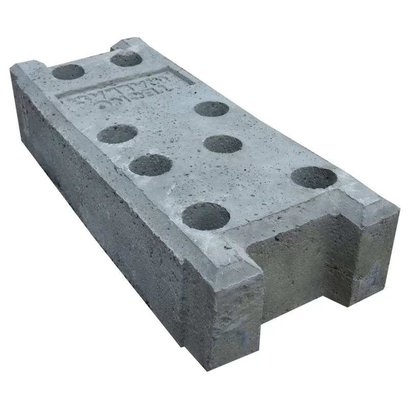 Plot béton pour clôture de chantier - 8 trous Ø 42 mm L 595 x l 240 x H 130 mm