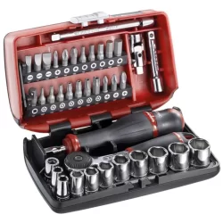 Coffret Facom cliquet et douilles 1/4 6 pans pour serrage et de vissage 38 pièces Facom