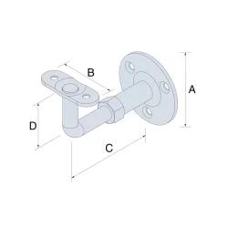 Support de rampe coudé réglable pour main courante