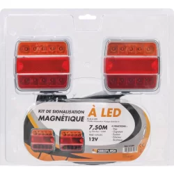 Kit de signalisation arrière LED 12V 7,5m magnétique avec fiche 13 plots