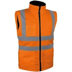 Veste de sécurité 2 en 1 haute visibilité orange manche amovible