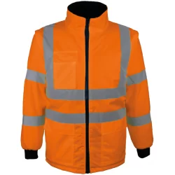 Veste de sécurité 2 en 1 haute visibilité orange manche amovible