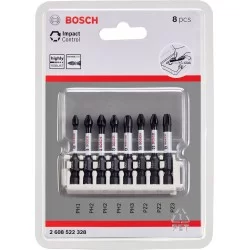 Pack de 8 embouts de vissage Bosch Impact Control Phillips PH et Pozidriv PZ 50 mm