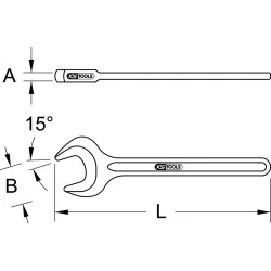 Clé à fourche simple brunie grande taille Kstools angle à 15°