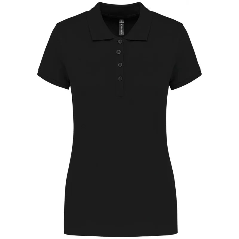 Polo Femme manches courtes 100% coton noir