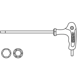 Clé mâle 6 pans à tête sphérique KS Tools poignée T