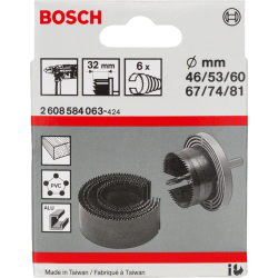 Set de 6 scies cloches Bosch avec foret de centrage diamètre 46 à 81 mm