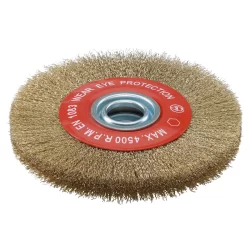 Brosse circulaire à fils ondulés laitonnés Sidamo pour touret alésage 32mm