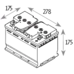 Batterie Attractiv' N°12 - liquide 12 V - 75 Ah - 640 A - 278x175x175