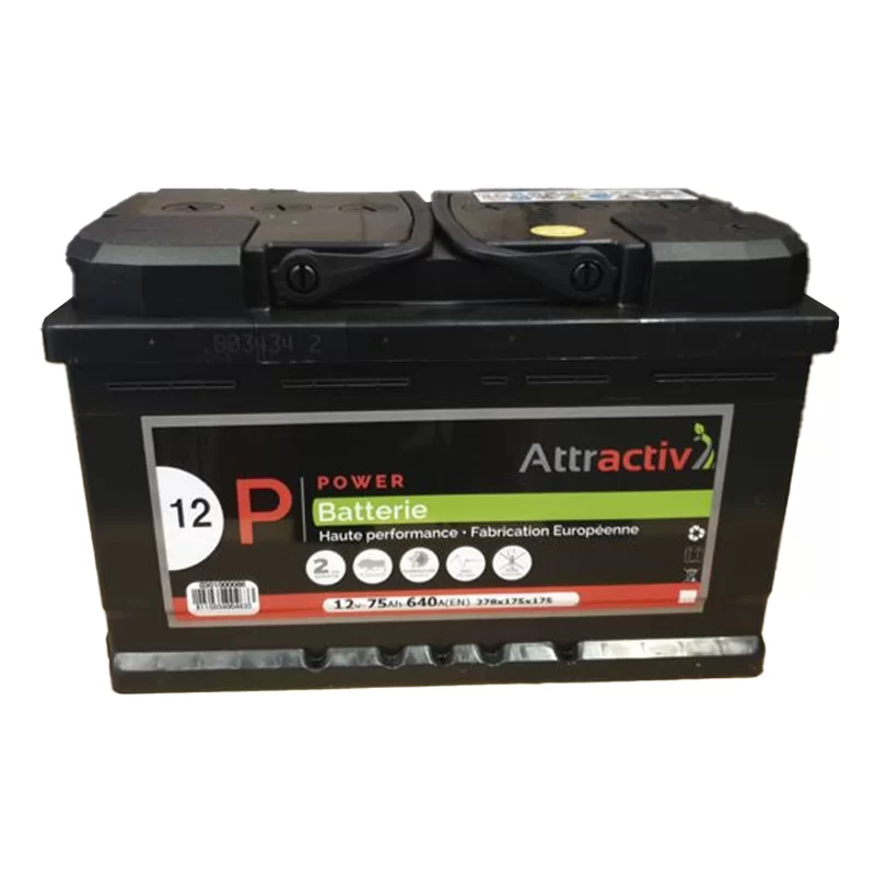 Batterie Attractiv' N°12 - liquide 12 V - 75 Ah - 640 A - 278x175x175