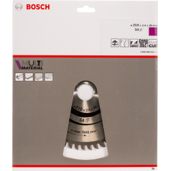 Lame scie circulaire Bosch multi-matériaux diamètre 210 mm alésage 30 mm 54 dents