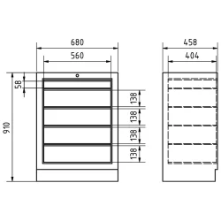 Meuble bas 5 tiroirs Mobilio 680x910x458mm