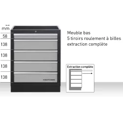 Meuble bas 5 tiroirs Mobilio 680x910x458mm