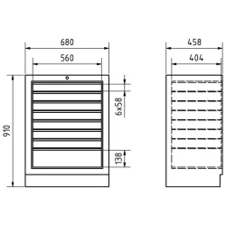 Meuble bas 8 tiroirs Mobilio 680x910x458mm