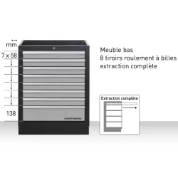 Meuble bas 8 tiroirs Mobilio 680x910x458mm