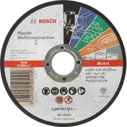 Disque à tronçonner multi-matériaux Bosch diamètre 125 mm alésage 22.23 mm épaisseur 1.6 mm