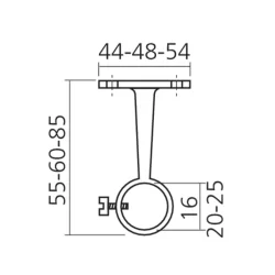 Support de milieu pour tube diamètre 20 mm finition chromé